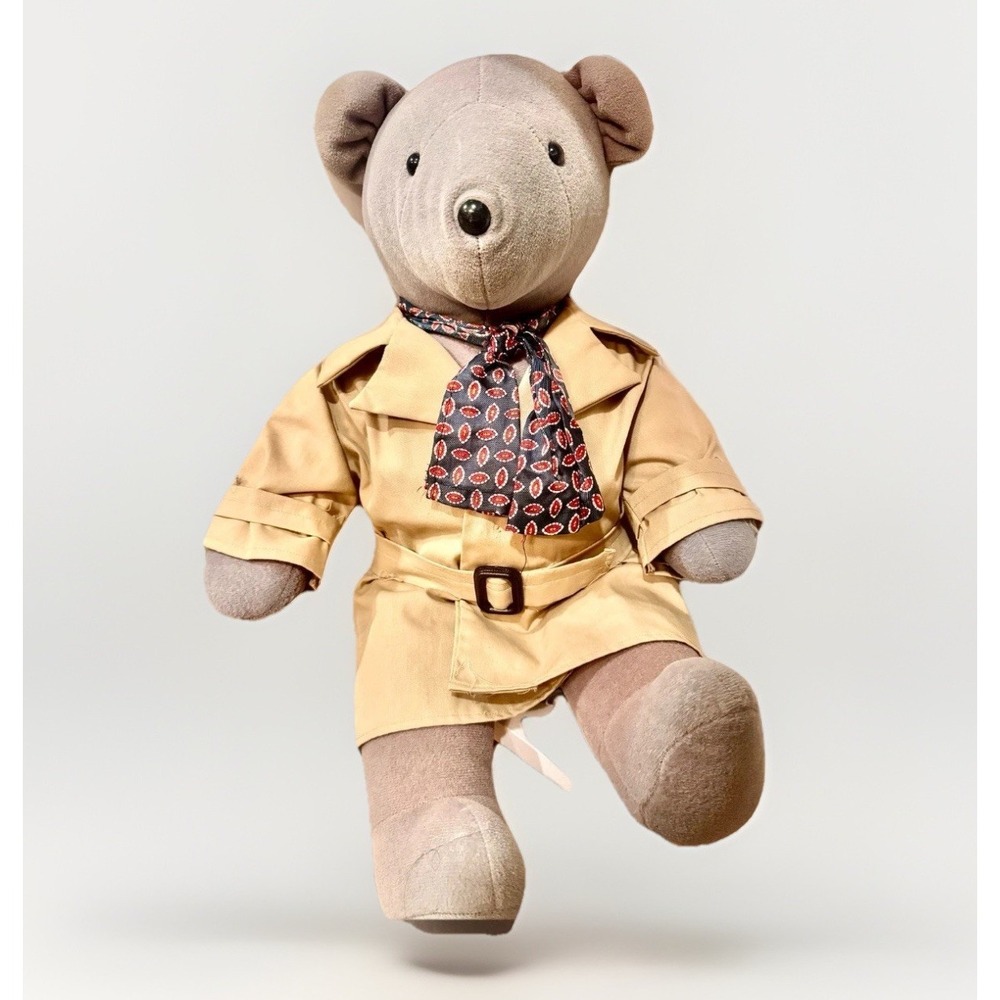 Vintage 1979 North American Bear Co VIB Grey Bear Trench Coat Barbara Isenberg